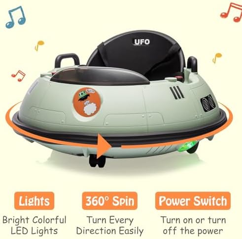 RCTOWN 12V Electric Ride on Bumper Car for Toddlers, Kids Bumper Car with Remote Control, 360 Degree Spin, LED Lights, Dual Joysticks, Safety Belt for 18+ Months Kids, White