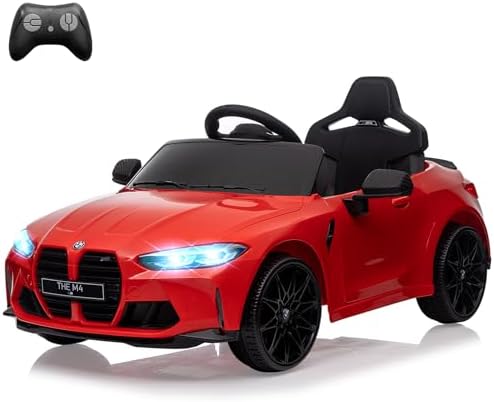 RCTOWN 12V Electric Ride On Car w/RC,Licensed by BMW M4 Toddler Electric Vehicle for 37-83 Months,Power Wheels for Boys Girls, with Suspension System,3 Speeds, Bluetooth, MP3, Double Door, LED Light(Black)