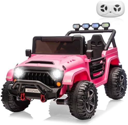 RCTOWN Kids 24V 2-Seater Electric Ride On Car, 4x4 Ride On Truck w/Remote Control, 4-Wheeler Suspension, 3 Speeds, Led Lights, Bluetooth, Ride on Car Toy for Kids Ages 3-8, Cyan Blue