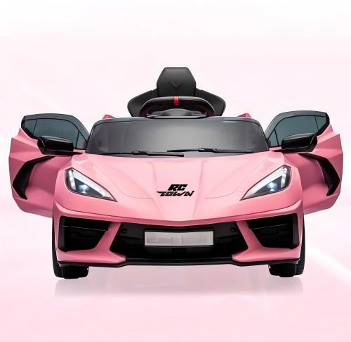 RCTOWN 12V Kids Ride on Car Licensed Corvette Battery Powered Car Toddles Electric Sports Car Toy with Remote Control, Visual Dashboard, LED Lights, Music, Gifts for Boys Girls, Pink