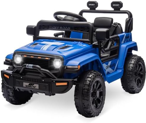 RCTOWN Ride On Truck Car, 12V Ride On Toy w/Parent Remote Control, Steering Wheel Music, 4-Wheel Spring Suspension, Led Lights, 2 Speeds, Kids Electric Vehicles for Age 3-5, Green