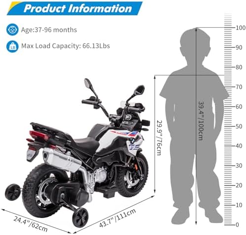 RCTOWN 12V 7AH Ride On Motorcycle, Licensed BMW Kids Motorcycle, High/Low Speed, EVA Tire, LED Headlights, Spring Suspension, Music,Ride On Car for Boys and Girls