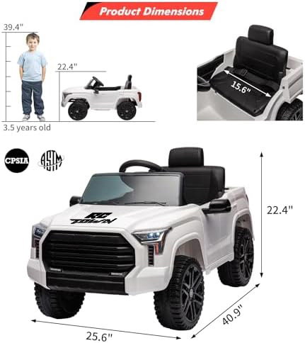 RCTOWN Ride on Truck Car, 12V Licensed Toyota Tundra Ride on Car w/Remote Control, Battery Powered Electric Car with Wear-Resistant Wheels, Spring Suspension, 3 Speeds, LED Lights, Gift for 3+ Kids