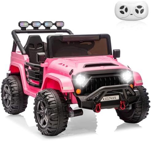 RCTOWN Kids 24V 2-Seater Electric Ride On Car, 4x4 Ride On Truck w/Remote Control, 4-Wheeler Suspension, 3 Speeds, Led Lights, Bluetooth, Ride on Car Toy for Kids Ages 3-8, Cyan Blue