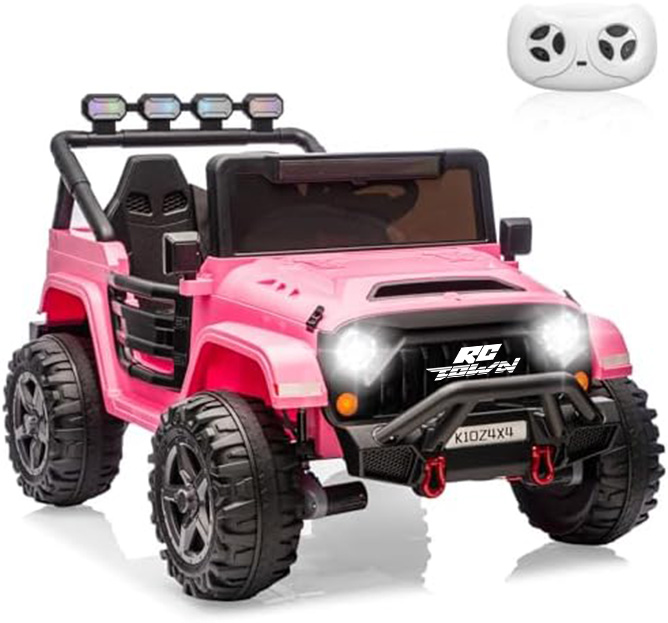 RCTOWN Kids 24V 2-Seater Electric Ride On Car, 4x4 Ride On Truck w/Remote Control, 4-Wheeler Suspension, 3 Speeds, Led Lights, Bluetooth, Ride on Car Toy for Kids Ages 3-8, Cyan Blue