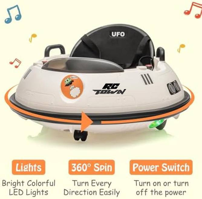 RCTOWN 12V Electric Ride on Bumper Car for Toddlers, Kids Bumper Car with Remote Control, 360 Degree Spin, LED Lights, Dual Joysticks, Safety Belt for 18+ Months Kids, White