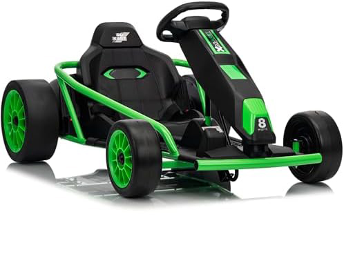RCTOWN 24V Go Kart for Kids 8-12 Years, 300W*2 Extra Powerful Motors, 9Ah Battery 8.1MPH High Speed Drifting with Power Display,Music, Horn, Max Load 155Lbs Outdoor Ride On Toy for Teens, New-Version Blue