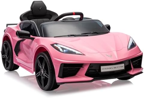 RCTOWN 12V Kids Ride on Car Licensed Corvette Battery Powered Car Toddles Electric Sports Car Toy with Remote Control, Visual Dashboard, LED Lights, Music, Gifts for Boys Girls, Red