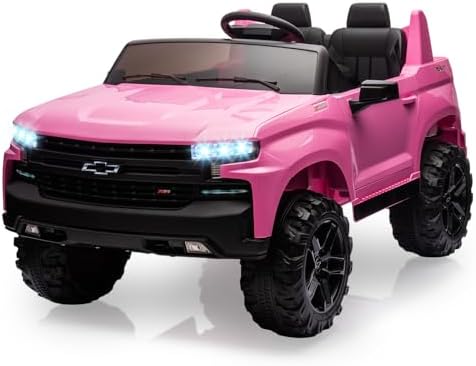 RCTOWN Baby Car 24V 2-Seater Truck Licensed Chevrolet Silverado Ride On Toy w/Parent Remote Control,4xSpring Suspension, Wireless Music, Electric Vehicle Car for Kids Ages 3-8,White