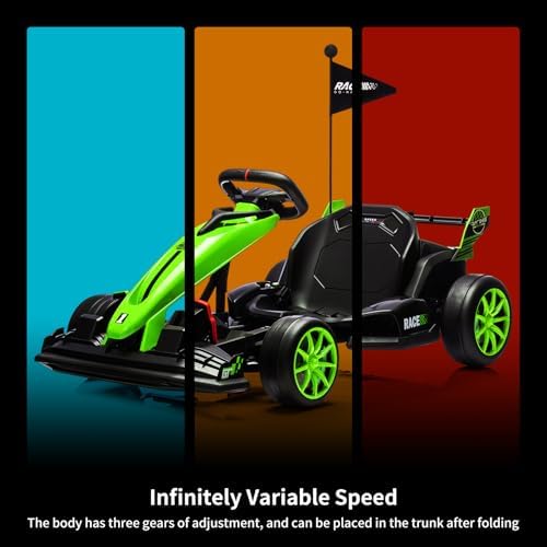 RCTOWN 24V Electric Go Kart for Kids, Electric Drift Kart Outdoor Race Car, Ride on Toy Drifting Car with 2x200w Motors, 7.5 Mph Speed, Length Adjustment