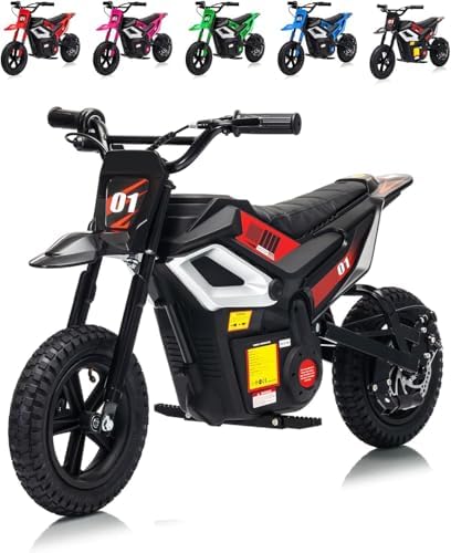 RCTOWN 24V Electric Dirt Bike for Kids, 350w Electric Motorcycle for Kids - Up to 13.67Mile/h Long-Range, Ride on Motorcycle with Rear Wheel Suspension, 12 Miles Range, Twist Grip Throttle, Rubber Tire