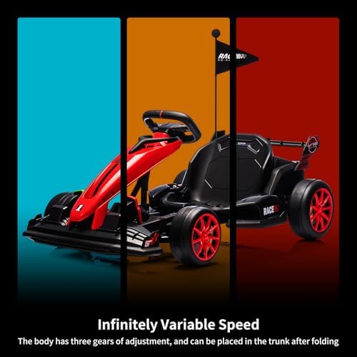 RCTOWN 24V Electric Drift Kart for Kids, Ride Car with Adjustable Seat & 8.5MPH Speed, EVA Silent Wheels, Parent-Safety Certified Ride-On Toy