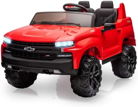 RCTOWN Baby Car 24V 2-Seater Truck Licensed Chevrolet Silverado Ride On Toy w/Parent Remote Control,4xSpring Suspension, Wireless Music, Electric Vehicle Car for Kids Ages 3-8,White