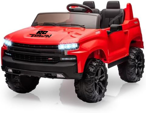 RCTOWN Baby Car 24V 2-Seater Truck Licensed Chevrolet Silverado Ride On Toy w/Parent Remote Control,4xSpring Suspension, Wireless Music, Electric Vehicle Car for Kids Ages 3-8,White