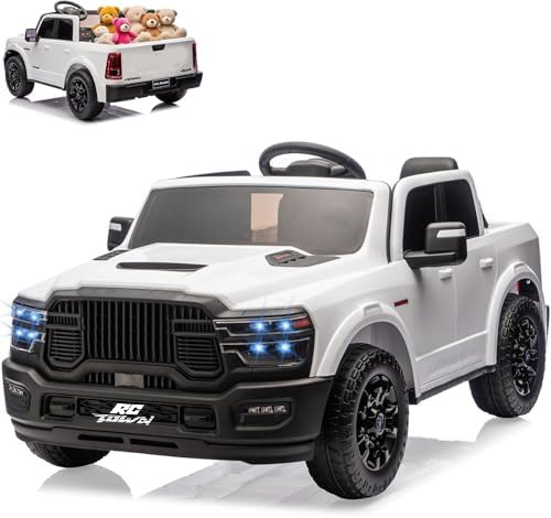 RCTOWN 24V Ride on Toys Licensed RAM 2500, 2 Seater Ride on Truck w/Remote Control, Spacious Truck Bed, 3 Speed, LED Lights, Suspension, Birthday Xmas Gifts for Boys Girls