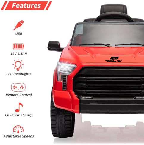 RCTOWN 12V Ride on Car for Kids, Licensed Toyota Ride on Truck, Battery Powered Electric Car with Music, LED Lights, Suspension System, Double Doors, Safety Belt, Ride On Toys for Kids