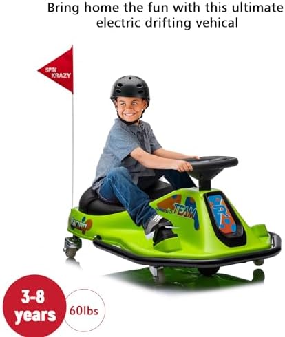 RCTOWN 24V Ride on Car Electric Drifting Go Kart for Kids, Ride On Race Car for Ages 3-8Years - High/Low Speed Switch and Simplified Drifting System, for Riders up to 180lbs (Green)