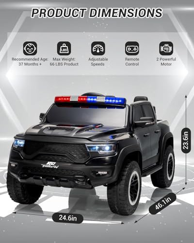 RCTOWN Licensed RAM 12V Electric Ride On Car for Kids, Battery Powered Ride On Truck with Parental Remote Control, Spring Suspension, LED Lights, Music, XXL Storage Box, Gift for Boys Girls