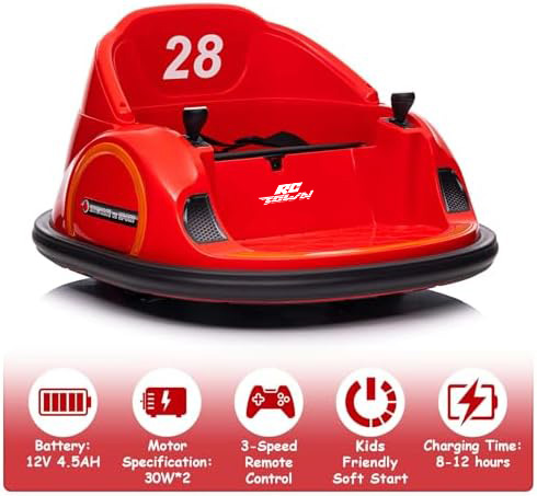 RCTOWN 12V Ride On Bumper Car for Kids Ride on Toy Gifts Toddlers Electric Bumping Car with Remote Control, Battery Display, 360 Degree Spin, LED Lights, Music, Pink