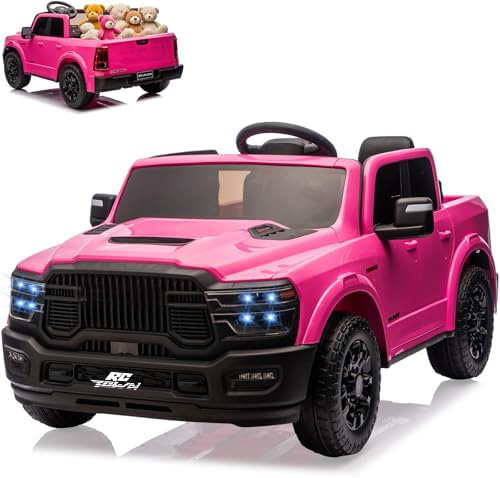 RCTOWN 24V Ride on Toys Licensed RAM 2500, 2 Seater Ride on Truck w/Remote Control, Spacious Truck Bed, 3 Speed, LED Lights, Suspension, Birthday Xmas Gifts for Boys Girls