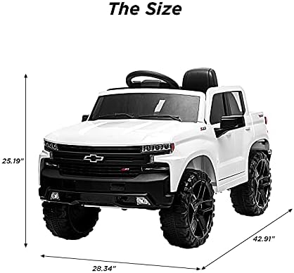RCTOWN 12V Ride on Car for 3-6years, Battery Powered Licensed by Chevrolet Silverado GMC Kids Ride On Truck, Toddler Electric Vehicles Toys w/RC, MP3/Bluetooth, Spring Suspensionfor Boys and Girls(White)