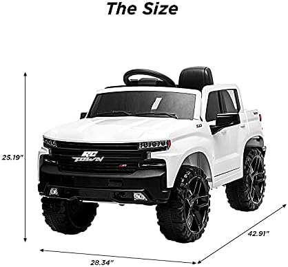 RCTOWN 12V Ride on Car for 3-6years, Battery Powered Licensed by Chevrolet Silverado GMC Kids Ride On Truck, Toddler Electric Vehicles Toys w/RC, MP3/Bluetooth, Spring Suspensionfor Boys and Girls(White)