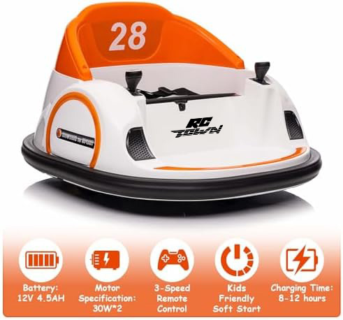 RCTOWN 12V Ride On Bumper Car for Kids Ride on Toy Gifts Toddlers Electric Bumping Car with Remote Control, Battery Display, 360 Degree Spin, LED Lights, Music, Pink