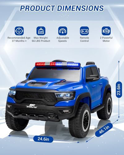 RCTOWN Licensed RAM 12V Electric Ride On Car for Kids, Battery Powered Ride On Truck with Parental Remote Control, Spring Suspension, LED Lights, Music, XXL Storage Box, Gift for Boys Girls