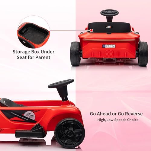 RCTOWN 24V Electric Ride-On Toy for 2 Seaters With Remote Control,120W*2 Motors,200 LBS Capacity,Dual Driver Modes Battery Powered Riding Vehicle,Music, USB,Storage Space for Kids Children Toy,Red