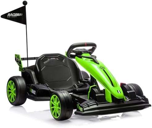 RCTOWN 24V Electric Go Kart for Kids, Electric Drift Kart Outdoor Race Car, Ride on Toy Drifting Car with 2x200w Motors, 7.5 Mph Speed, Length Adjustment