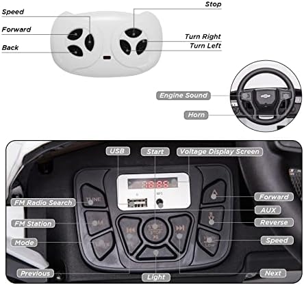 RCTOWN 12V Ride on Car for 3-6years, Battery Powered Licensed by Chevrolet Silverado GMC Kids Ride On Truck, Toddler Electric Vehicles Toys w/RC, MP3/Bluetooth, Spring Suspensionfor Boys and Girls(White)