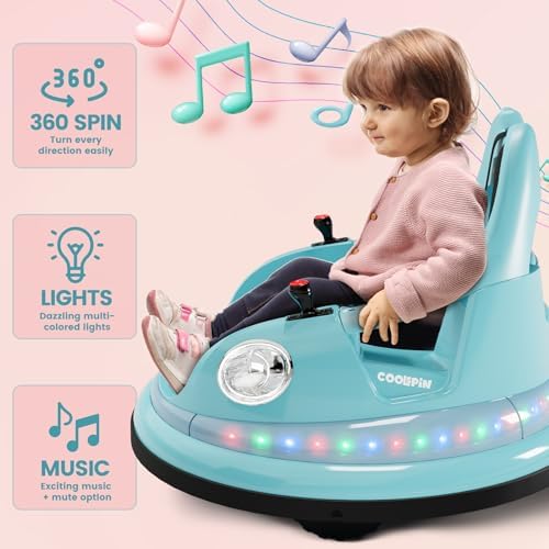 RCTOWN Ride on Bumper Car for Toddlers, 12V Battery Car for Kids W/Parent Remote, 2-Speed, 2 Driving Mode, 360 Spin, Electric Bumping Car with Music & Lights