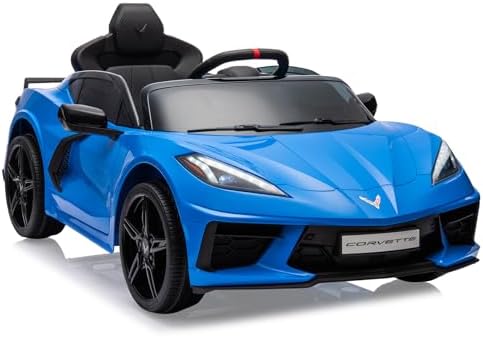 RCTOWN 12V Kids Ride on Car Licensed Corvette Battery Powered Car Toddles Electric Sports Car Toy with Remote Control, Visual Dashboard, LED Lights, Music, Gifts for Boys Girls, Red