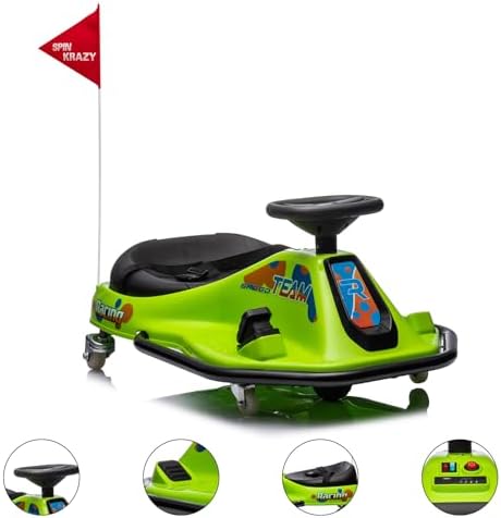RCTOWN 24V Ride on Car Electric Drifting Go Kart for Kids, Ride On Race Car for Ages 3-8Years - High/Low Speed Switch and Simplified Drifting System, for Riders up to 180lbs (Green)