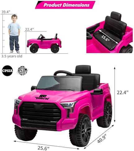 RCTOWN Ride on Truck Car, 12V Licensed Toyota Tundra Ride on Car w/Remote Control, Battery Powered Electric Car with Wear-Resistant Wheels, Spring Suspension, 3 Speeds, LED Lights, Gift for 3+ Kids