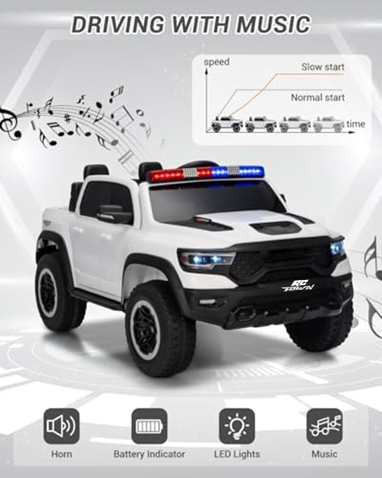 RCTOWN Licensed RAM 12V Electric Ride On Car for Kids, Battery Powered Ride On Truck with Parental Remote Control, Spring Suspension, LED Lights, Music, XXL Storage Box, Gift for Boys Girls