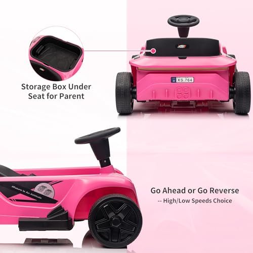 RCTOWN 24V Electric Ride-On Toy for 2 Seaters With Remote Control,120W*2 Motors,200 LBS Capacity,Dual Driver Modes Battery Powered Riding Vehicle,Music,USB,Storage Space for Kids Children Toy,Pink