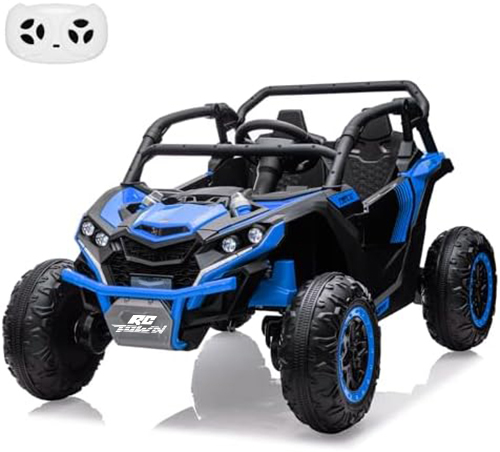 RCTOWN 24V Ride On Utv for Kids, 2 Seater 4WD Electric Truck with Remote Control, High and Low Speed Adjustment, Led Lights, 4-Wheel Shock Absorption, One Click Start, Music Player(Black)