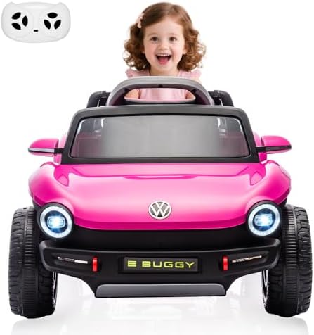 RCTOWN 12V Kids Ride On Car Licensed Volkswagen Beetle Electric Ride On Toy for Toddlers 4 Wheeler Vehicle with Parental Remote, Battery Level Display, LED Lights, USB, Horn, Music, Red