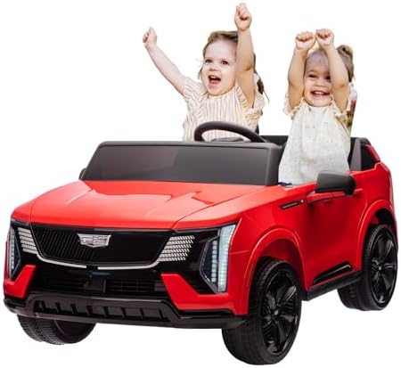 RCTOWN 24V Kids Ride On Car Licensed Cadillac 2 Seater Ride On Truck Toy Battery Powered Electric Car for Toddlers, with Remote Control, Spring Suspension, Led Lights and Music for Boys Girls (Black)