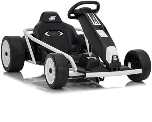 RCTOWN 24V Go Kart for Kids 8-12 Years, 300W*2 Extra Powerful Motors, 9Ah Battery 8.1MPH High Speed Drifting with Power Display,Music, Horn, Max Load 155Lbs Outdoor Ride On Toy for Teens, New-Version Blue