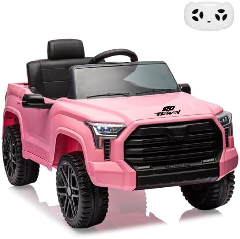 RCTOWN Ride on Truck Car, 12V Licensed Toyota Tundra Ride on Car w/Remote Control, Battery Powered Electric Car with Wear-Resistant Wheels, Spring Suspension, 3 Speeds, LED Lights, Gift for 3+ Kids