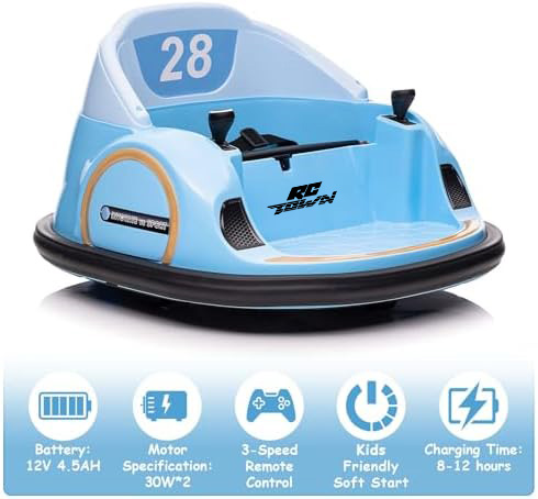 RCTOWN 12V Ride On Bumper Car for Kids Ride on Toy Gifts Toddlers Electric Bumping Car with Remote Control, Battery Display, 360 Degree Spin, LED Lights, Music, Pink