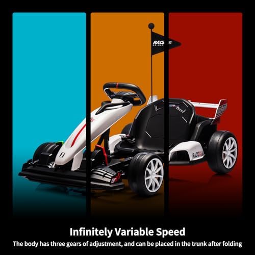 RCTOWN 24V Electric Go Kart for Kids, Electric Drift Kart Outdoor Race Car, Ride on Toy Drifting Car with 2x200w Motors, 7.5 Mph Speed, Length Adjustment