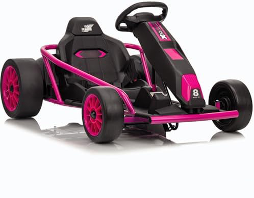 RCTOWN 24V Go Kart for Kids 8-12 Years, 300W*2 Extra Powerful Motors, 9Ah Battery 8.1MPH High Speed Drifting with Power Display,Music, Horn, Max Load 155Lbs Outdoor Ride On Toy for Teens, New-Version Blue