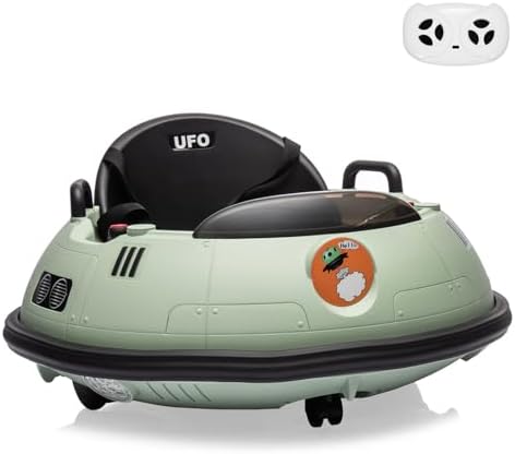 RCTOWN 12V Electric Ride on Bumper Car for Toddlers, Kids Bumper Car with Remote Control, 360 Degree Spin, LED Lights, Dual Joysticks, Safety Belt for 18+ Months Kids, White