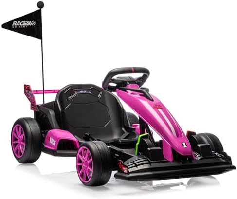 RCTOWN 24V Electric Drift Kart for Kids, Ride Car with Adjustable Seat & 8.5MPH Speed, EVA Silent Wheels, Parent-Safety Certified Ride-On Toy