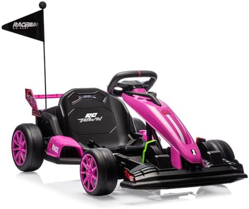 RCTOWN 24V Electric Drift Kart for Kids, Ride Car with Adjustable Seat & 8.5MPH Speed, EVA Silent Wheels, Parent-Safety Certified Ride-On Toy