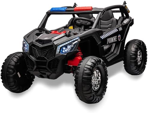 RCTOWN Two Seater 24V Kids Ride on UTV Car, RCTOWN 4WD 300W Motors Powerful Electric Vehicle w/Remote Control, 4 Shock Absorbers, Leather Seats, Music and Lights, Electric Car for Kids, Blue