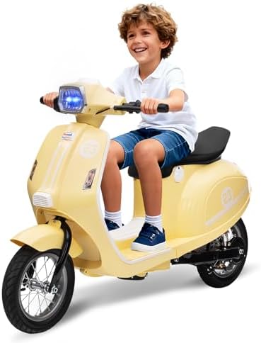 RCTOWN Motorcycle for Kids - 24V Electric Moped Scooter for Kids 8-14- Electric Scooter with Seat for Children - Ride On Toy with LED Light for Girls